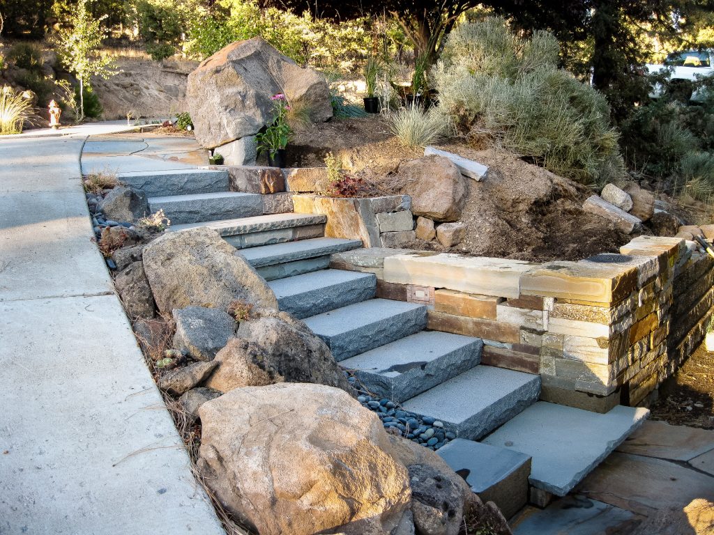 Eric Contey Stonework - Masterson entry stairs and retaining wall